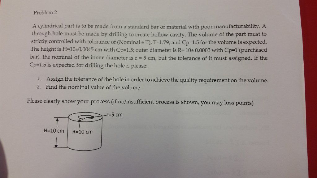 A cylindrical part is to be made from a standard bar