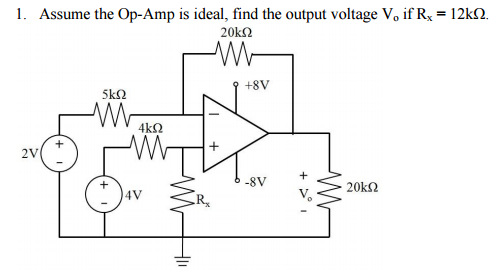 Solved Assume the Op-Amp is ideal, find the output voltage | Chegg.com