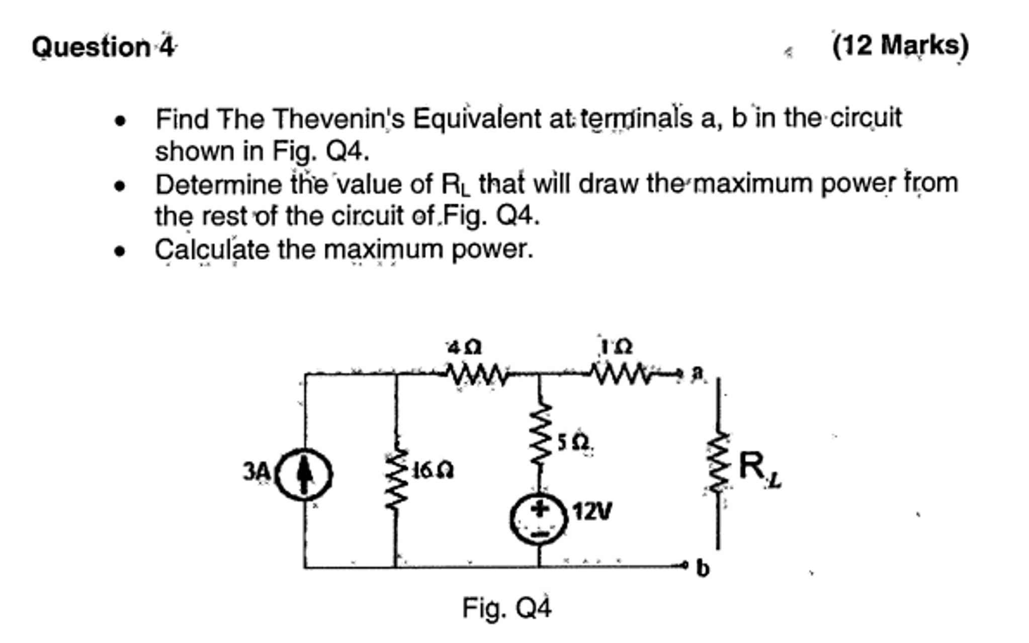 Solved Find The Thevenins Equivalent At Terminals A B In 8377