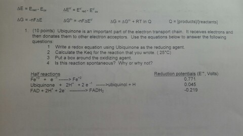 Solved Ubiquinone is an important part of the electron | Chegg.com