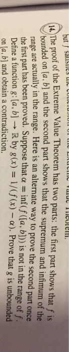 Solved The proof of the Extreme Value Theorem has two parts: | Chegg.com