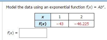 Solved Model the data using an exponential function f(x) = | Chegg.com