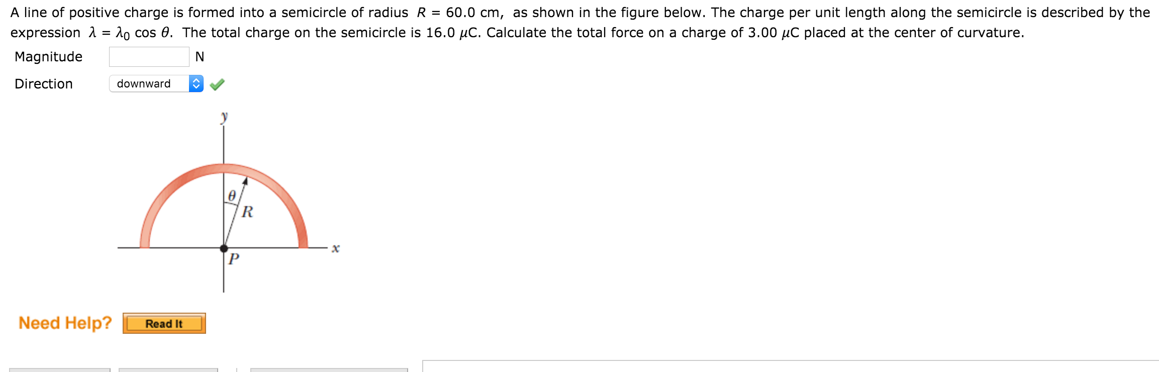 solved-a-line-of-positive-charge-is-formed-into-a-semicircle-chegg