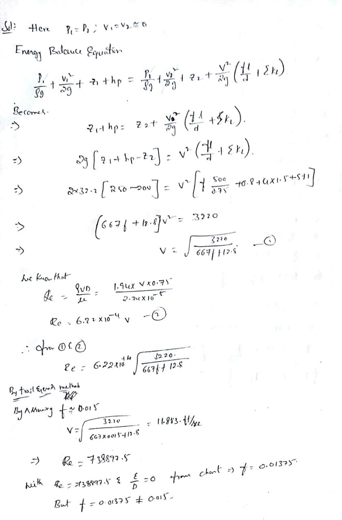 (Solved) - The pump shown in Fig. P8.96 delivers a head of 250 ft to ...