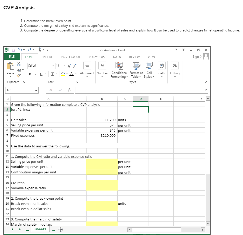 Solved Cvp Analysis 1 Determine The Break Even Polnt 2 6877