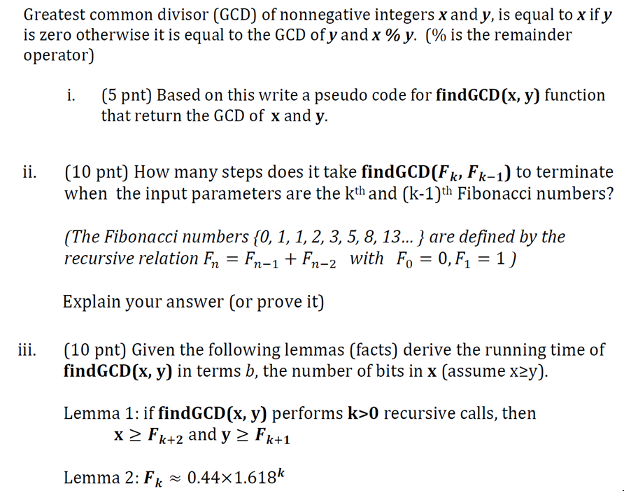 Solved Greatest common divisor (GCD) of nonnegative integers | Chegg.com