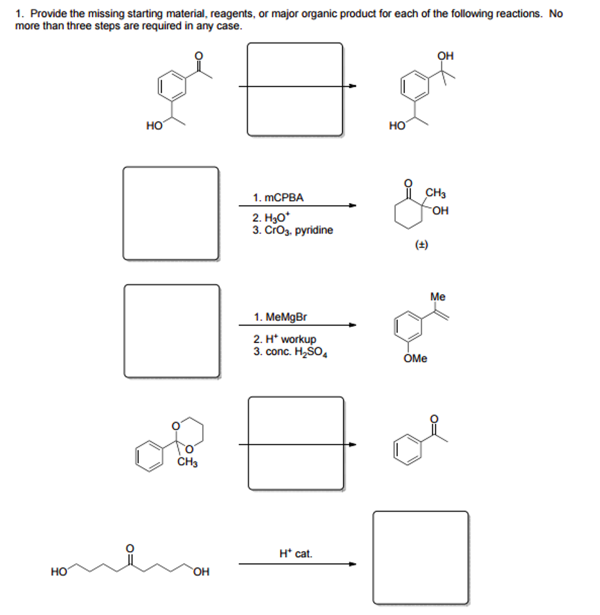 Solved Provide The Missing Starting Material, Reagents, Or | Chegg.com