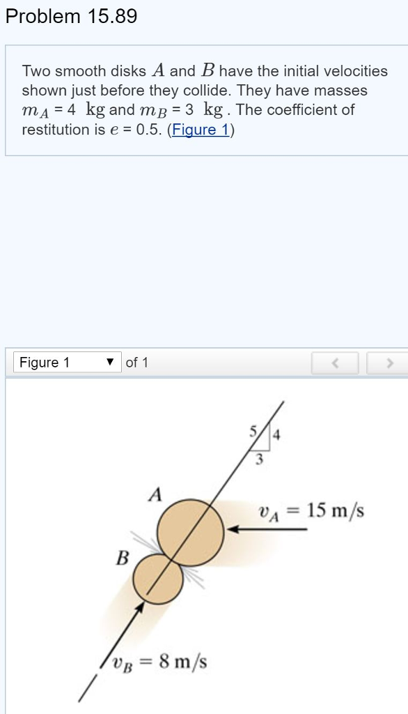 Solved Problem 15.89 Two Smooth Disks A And B Have The | Chegg.com