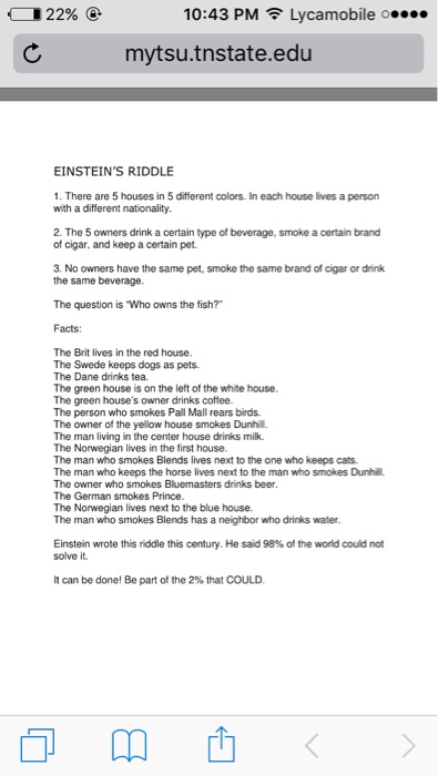 Solved There are 5 houses in 5 different colors. In each | Chegg.com