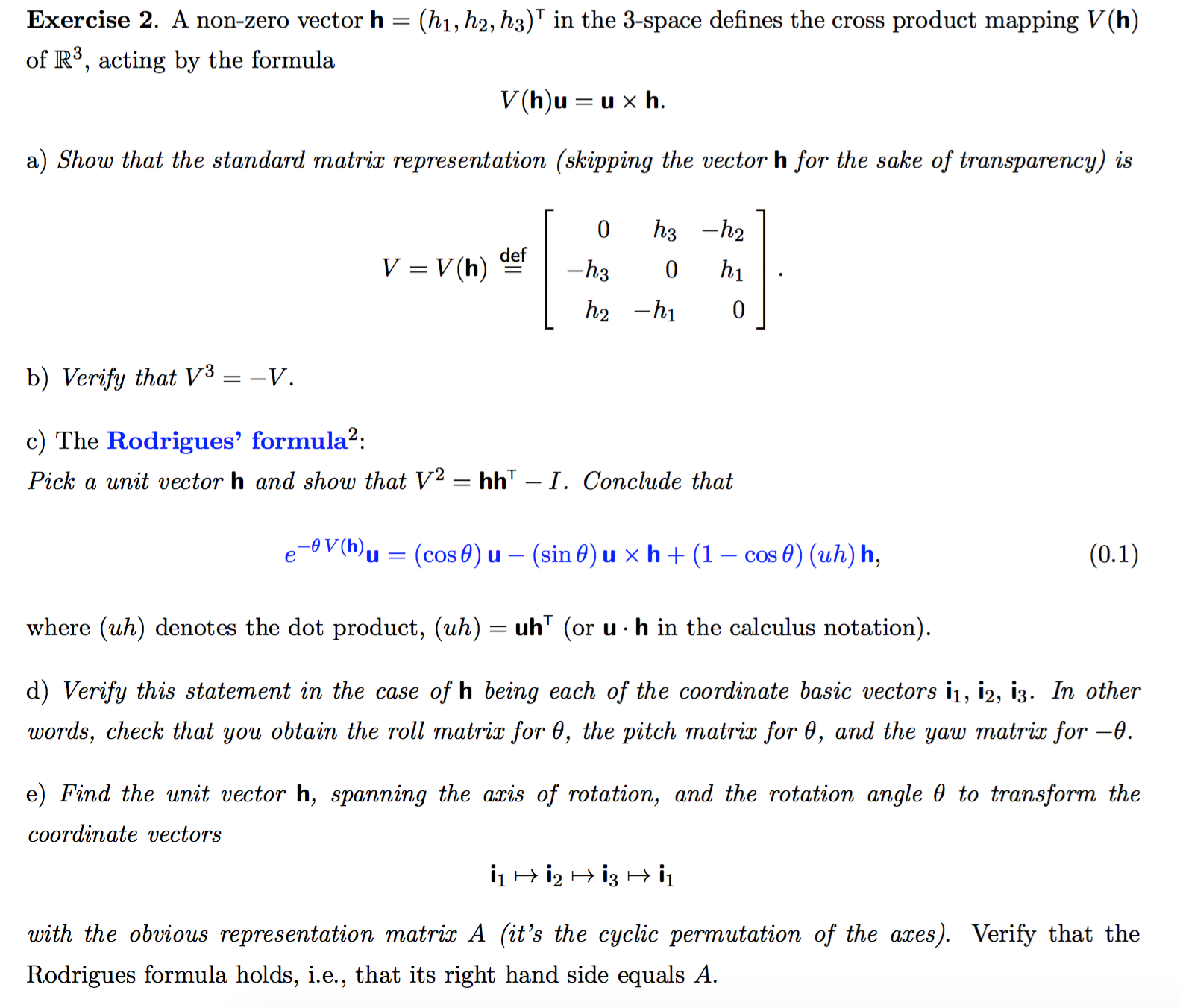 A nonzero vector h = (h_1, h_2, h_3)^T in the