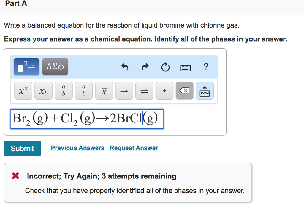 Solved Part A Write a balanced equation for the reaction of