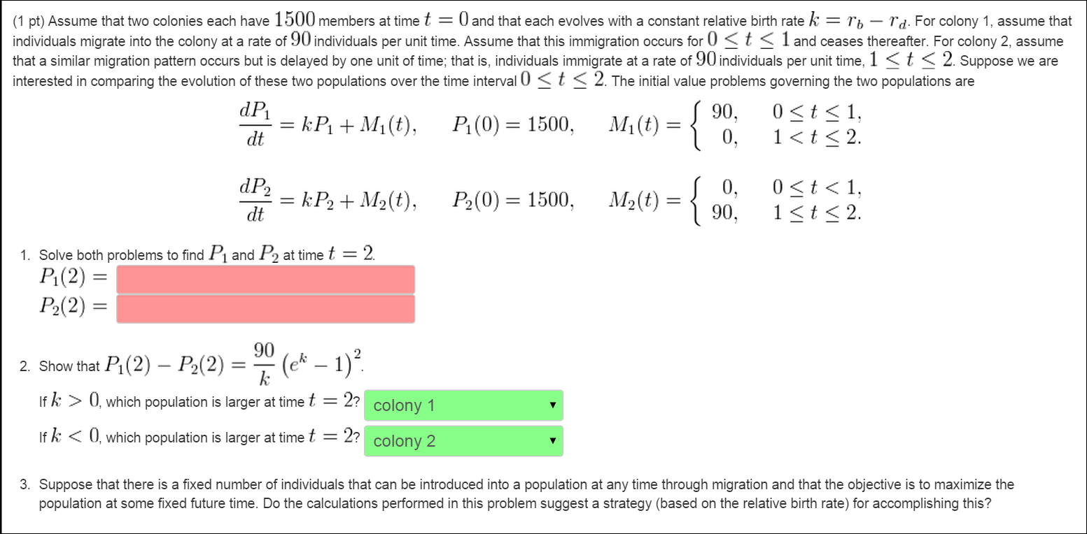 Solved Assume that two colonies each have 1500 members at | Chegg.com