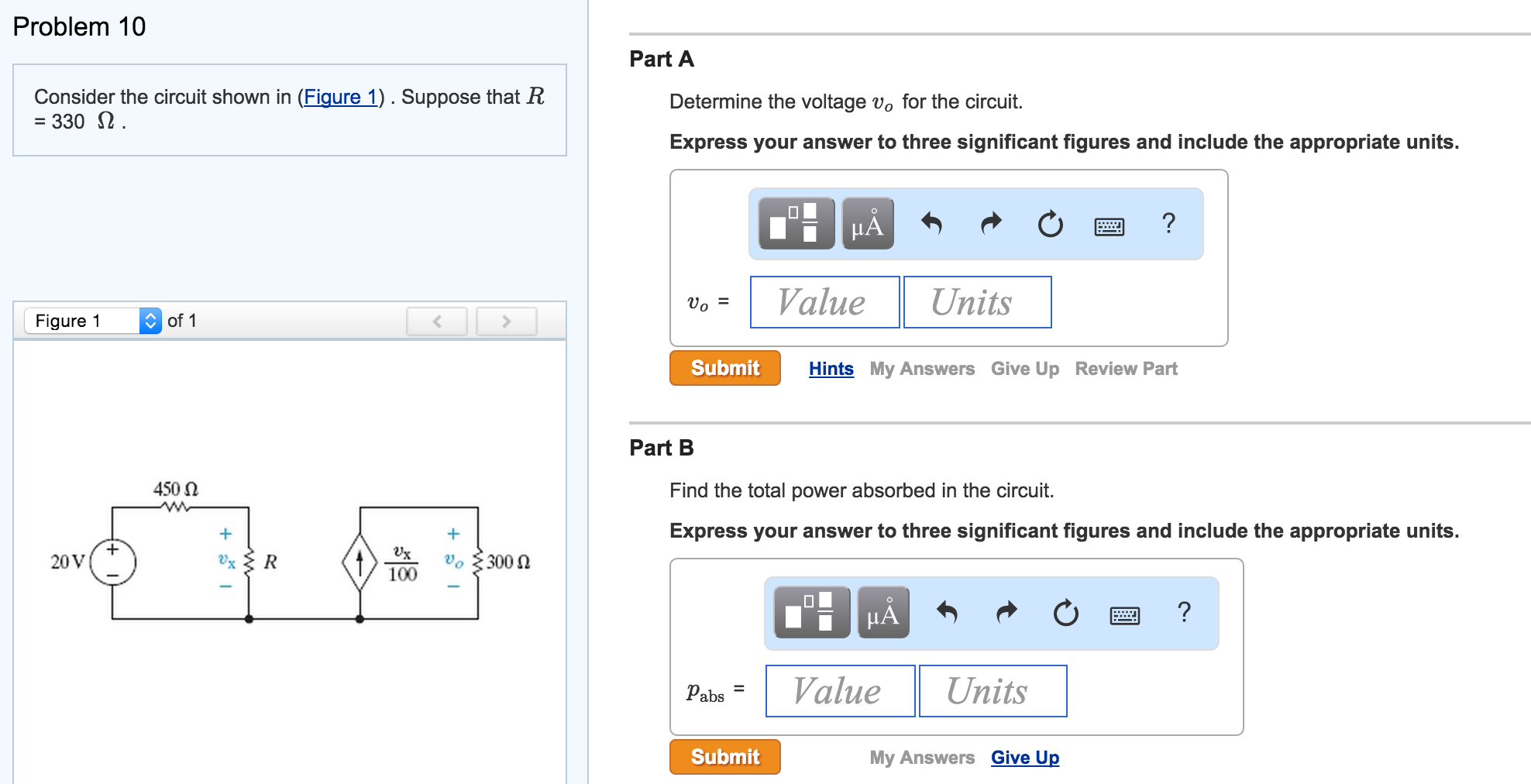 Solved Problem 10 Part A Consider the circuit shown in | Chegg.com