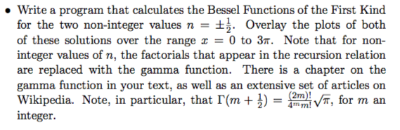 Solved Write a program that calculates the Bessel Functions | Chegg.com