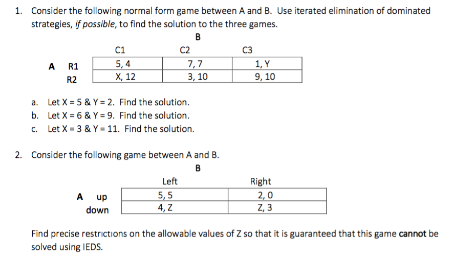 game theory homework solutions