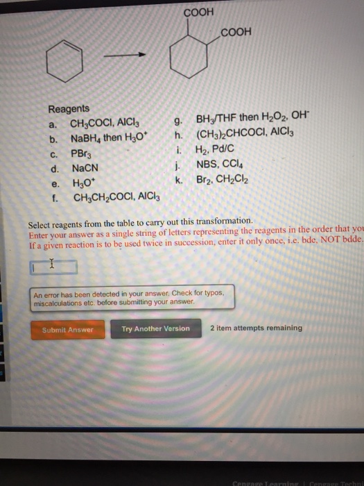 Solved Reagents CH_3 COCI, AICI_3 NaBH_4 then H_3 O^+ | Chegg.com