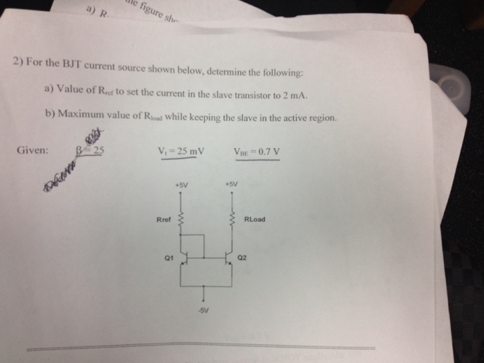 Solved For The BJT Current Source Shown Below, Determine The | Chegg.com