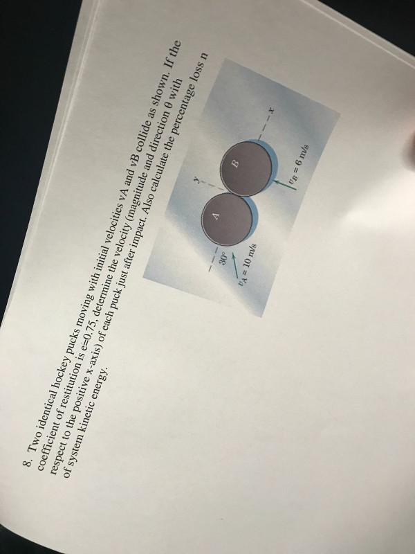 Solved 8. Two identical hockey pucks moving with initial