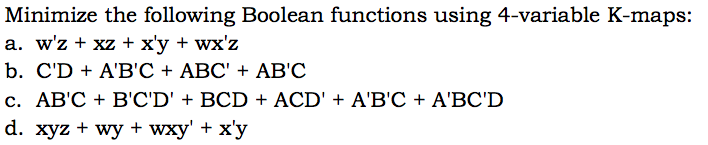 Solved Minimize The Following Boolean Functions Using