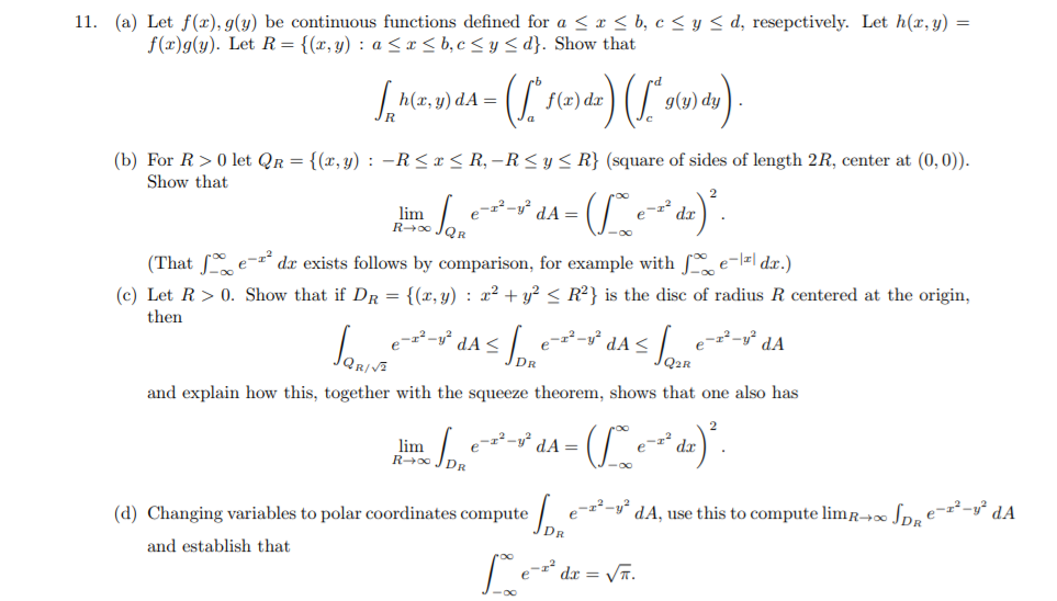 Solved Let f(x), g(y) be continuous functions defined for a | Chegg.com