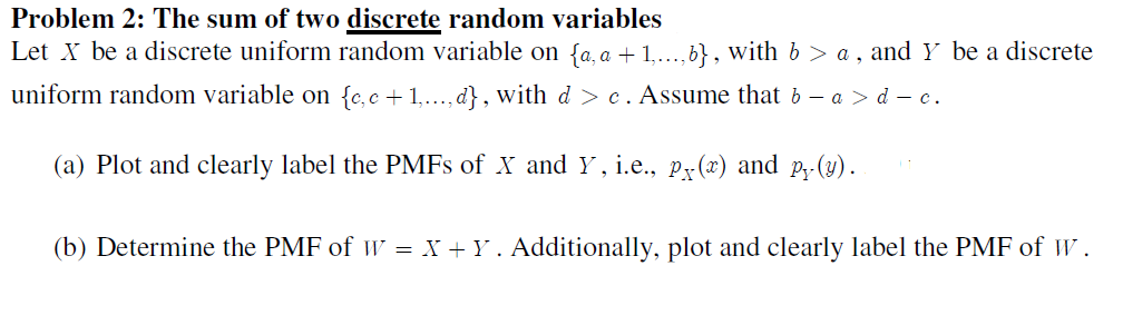 Problem 2: The sum of two discrete random variables | Chegg.com