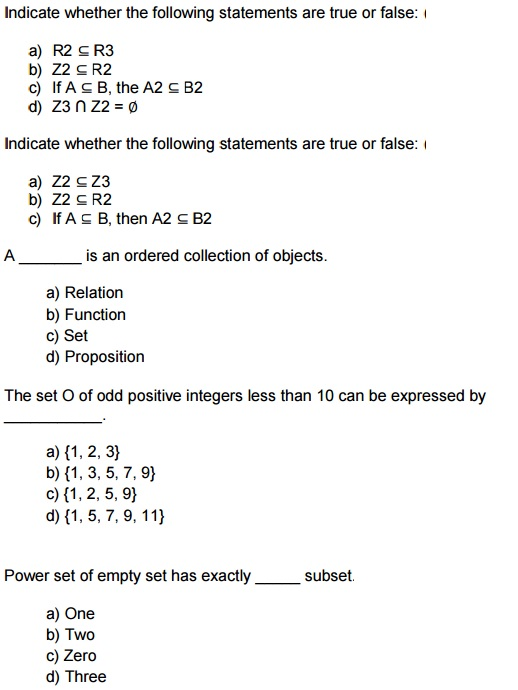 Solved Indicate whether the following statements are true or | Chegg.com