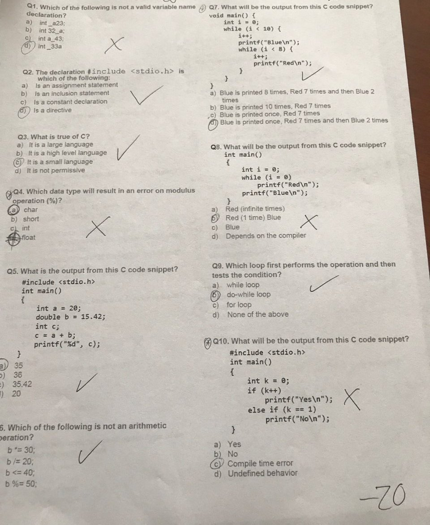 Solved Q1. Which of the following is not a valid variable | Chegg.com