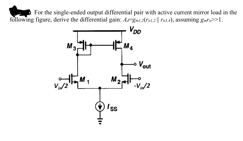 Solved For the singleended output differential pair with