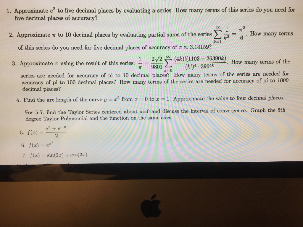 Solved 1. Approximate e2 to five decimal places by | Chegg.com