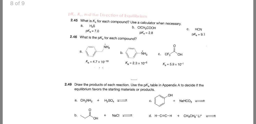 Solved 8 of 9 pK,, K, aid the Direction of Equilibrium 2.45 | Chegg.com