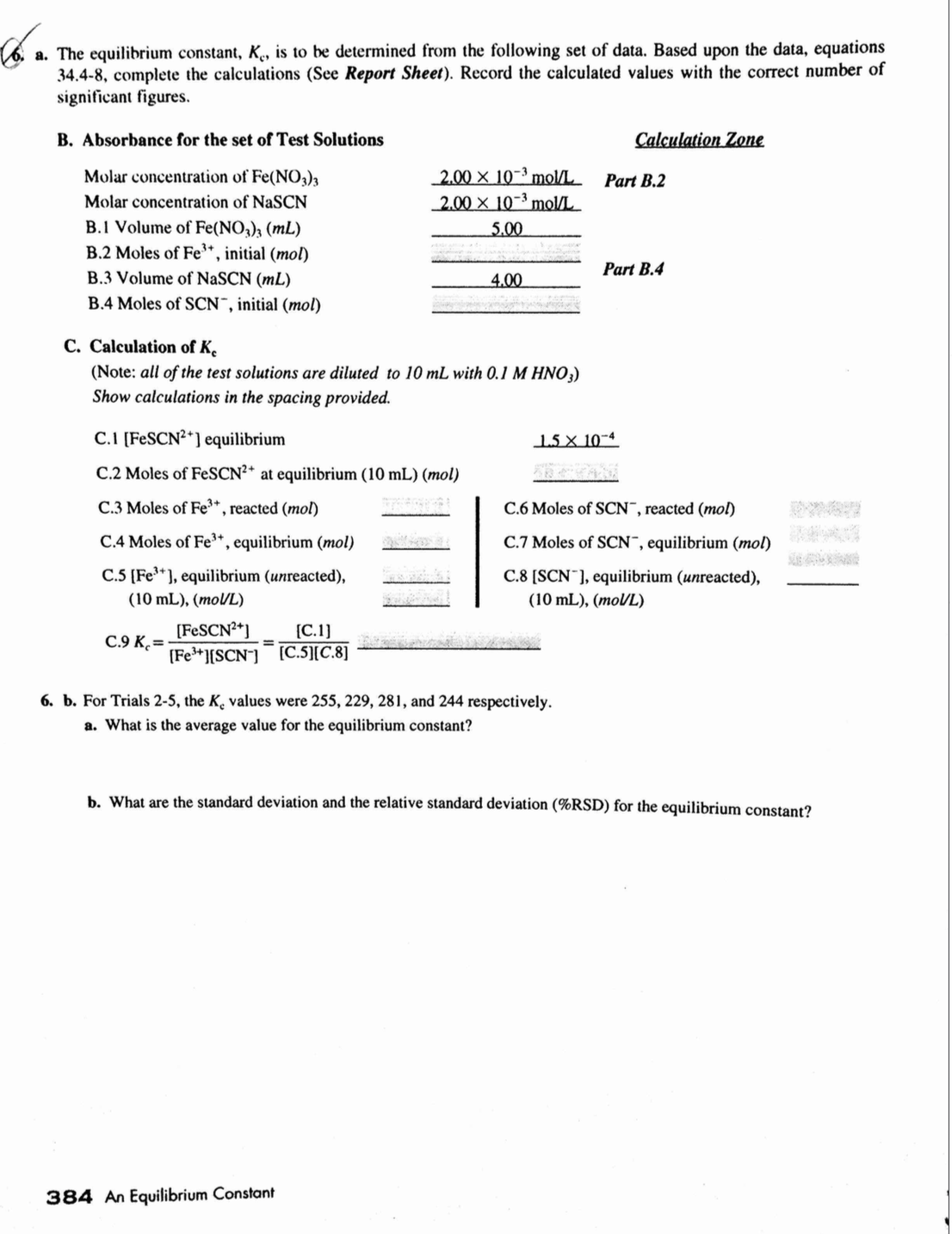 Prelab An Equilibrium Constant Chegg Prelab An Equilibrium Constant Chegg