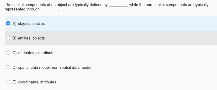 Solved The spatial components of an object are typically | Chegg.com