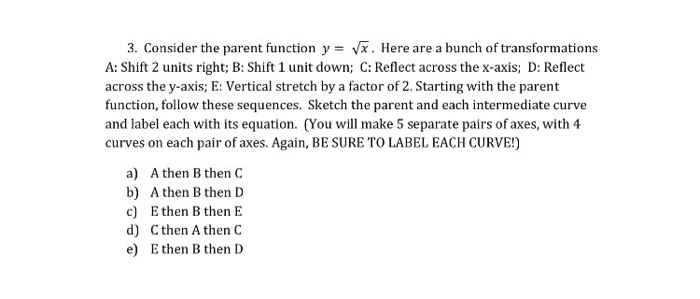 Solved Consider The Parent Function Y Squareroot X Here Chegg