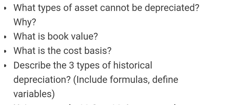 Solved What types of asset cannot be depreciated? Why? What