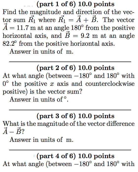 Solved Vector Problem: Find The Magnitude And Direction Of | Chegg.com