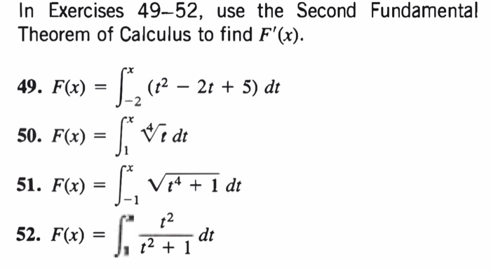 second fundamental theorem of calculus homework answers