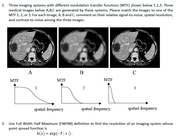 Three imaging systems with different modulation | Chegg.com