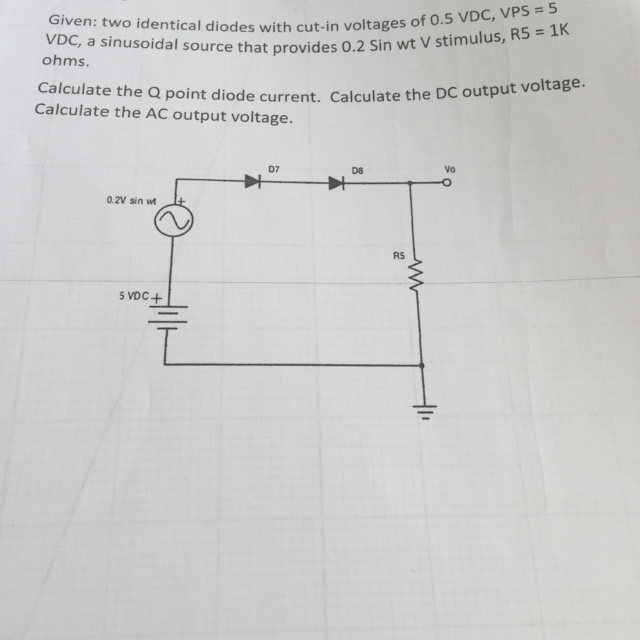 Solved Given two identical diodes with cutin voltages of