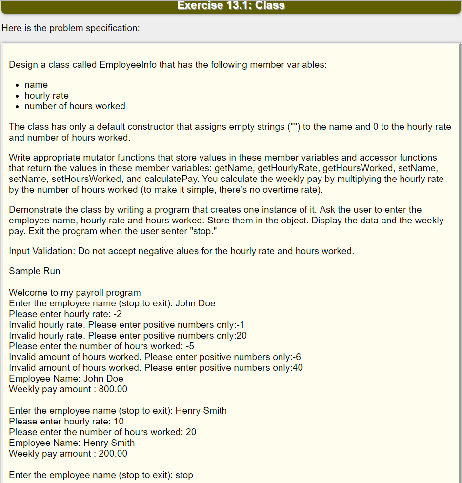 Solved Please complete the program in c++. Design a class | Chegg.com