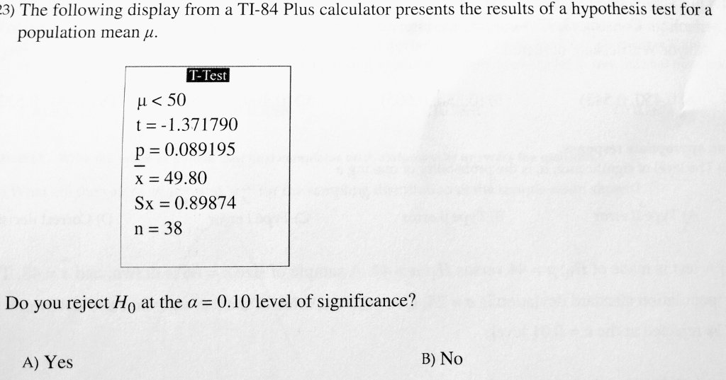 hypothesis test on ti 84 plus