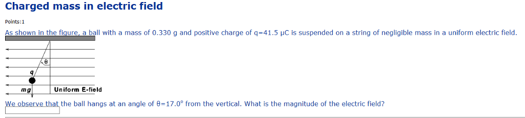 Solved Charged mass in electric field As shown in the | Chegg.com