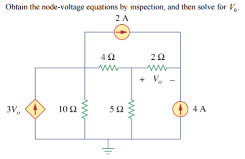 Solved Obtain the node-voltage equations by inspection, and | Chegg.com