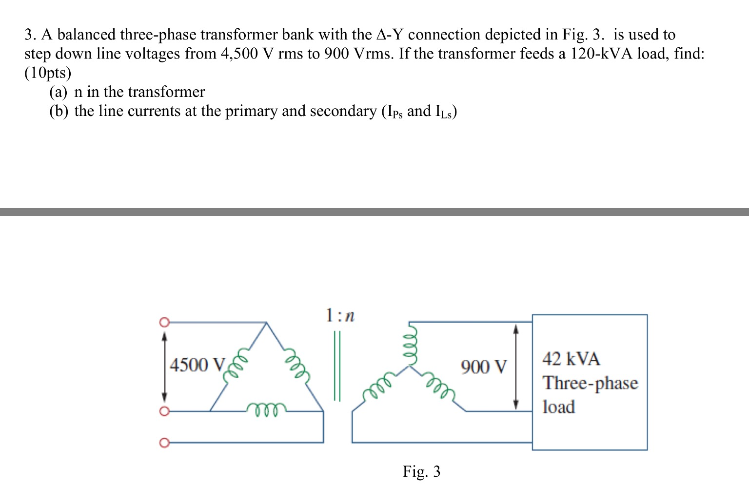 Solved A Balanced Three-phase Transformer Bank With The | Chegg.com