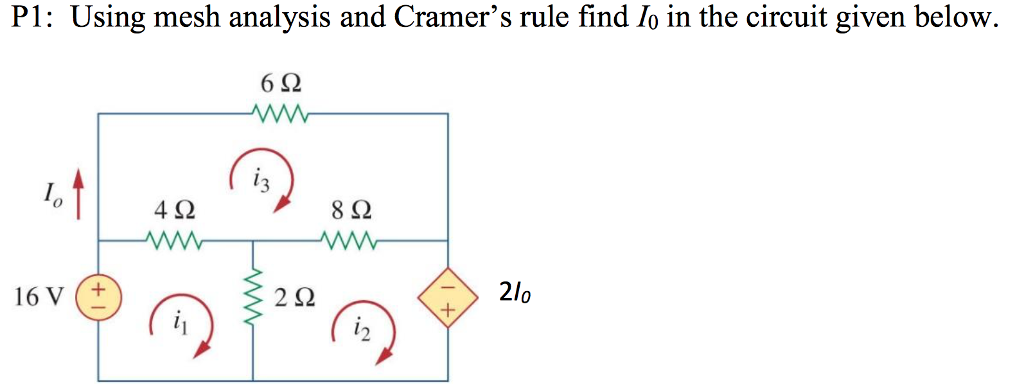 Solved P1: Using mesh analysis and Cramer's rule find /o in | Chegg.com