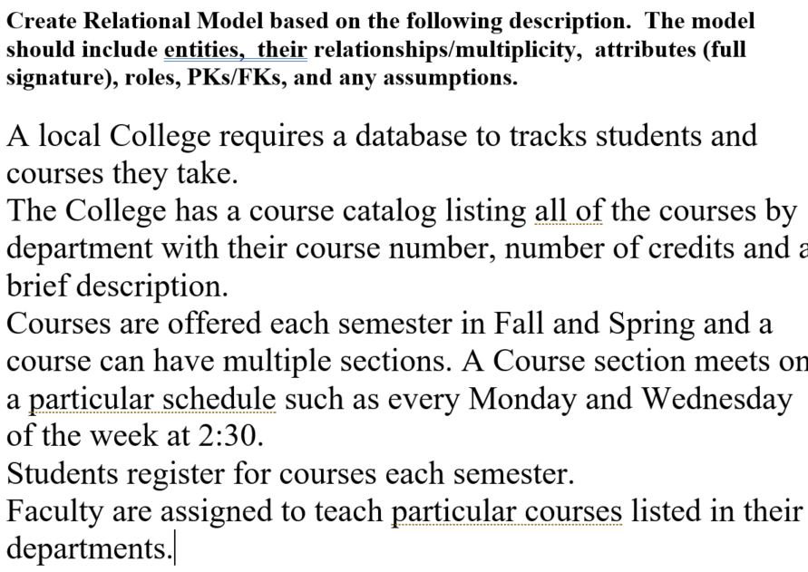 Solved Create Relational Model based on the following | Chegg.com