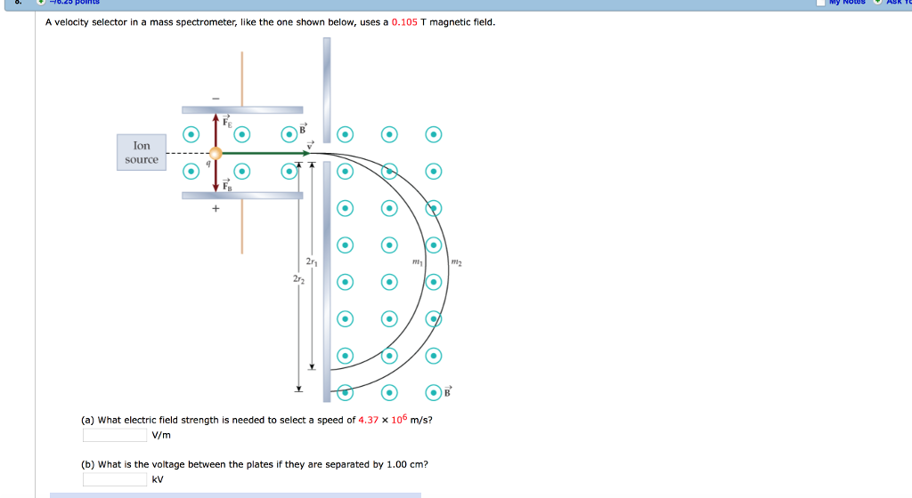 Solved A velocity selector in a mass spectrometer, like the