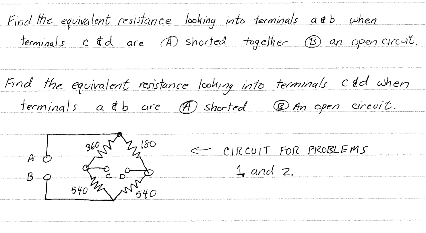 Solved Find The Equivalent Resistance Looking Into Terminals | Chegg.com