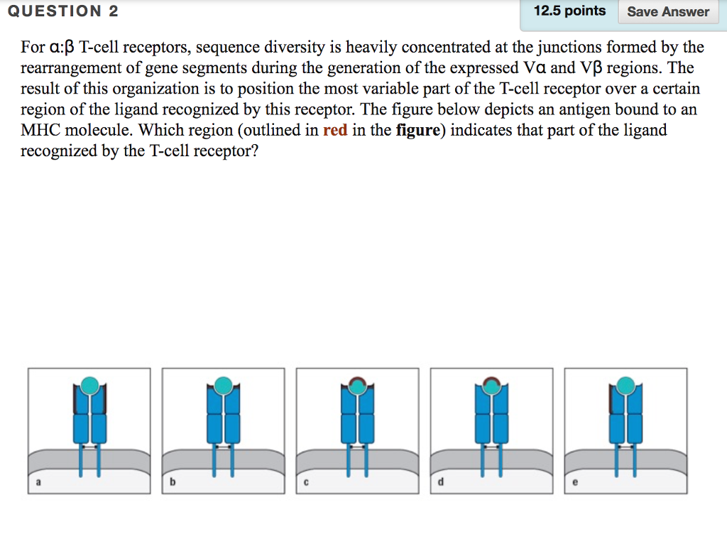 Solved QUESTION 2 12.5 points Save Answer For a:β T-cell | Chegg.com