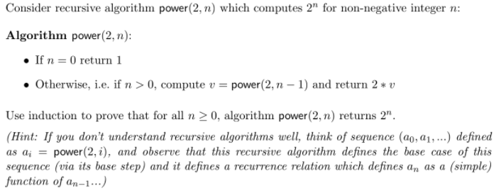 Solved Consider recursive algorithm power (2, n) which | Chegg.com
