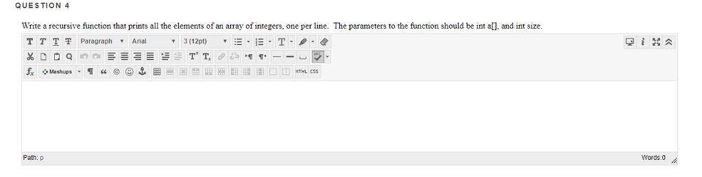 Solved QUESTION 4 Write a recursive function that prints all | Chegg.com